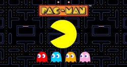 Pacman and 4 colored ghosts