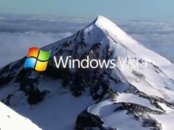 Snowy mountain with the Windows Vista logo and text